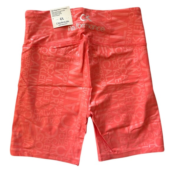 Calvin Klein Performance Women's High Waist 7" Bike Short Size M Coral - Picture 3 of 10